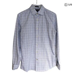Banana Republic Blue and White Plaid Shirt- No Iron